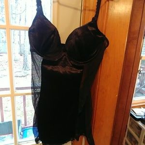 Black sheer velvet lingerie nightie Frederick's XL